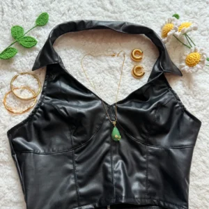 PU Leather Halter Top